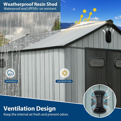 8x16ft Resin Outdoor Storage Shed and Carpet
