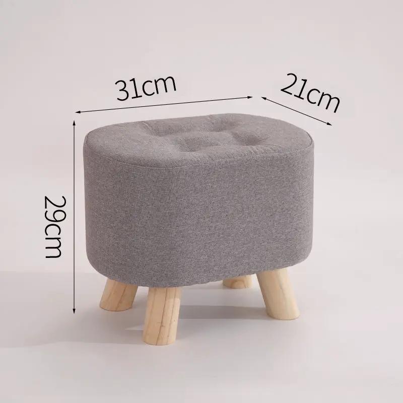 Nordic fabric ottoman bench with solid wood legs, grey upholstery, 29x31x21 cm on Tampa Home & Garden Store