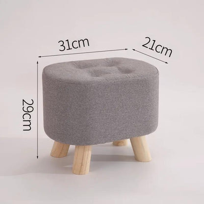 Nordic fabric ottoman bench with solid wood legs, grey upholstery, 29x31x21 cm on Tampa Home & Garden Store
