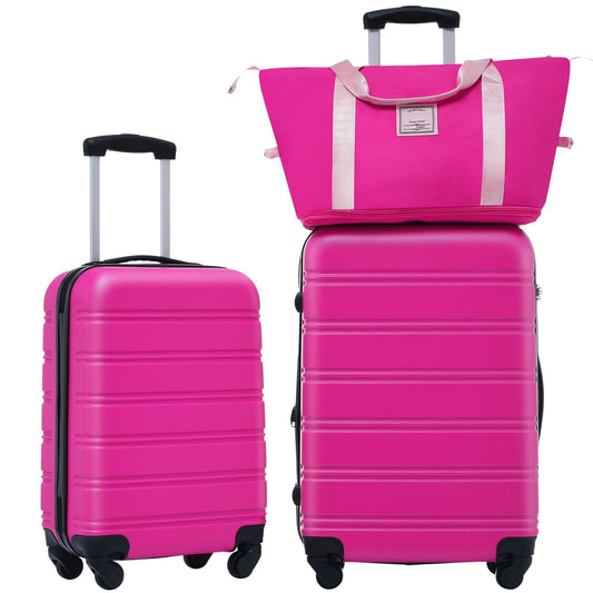 Pink hardshell 2-piece luggage set with spinner suitcases and matching tote bag HouseOfZazla on Tampa Home & Garden Store