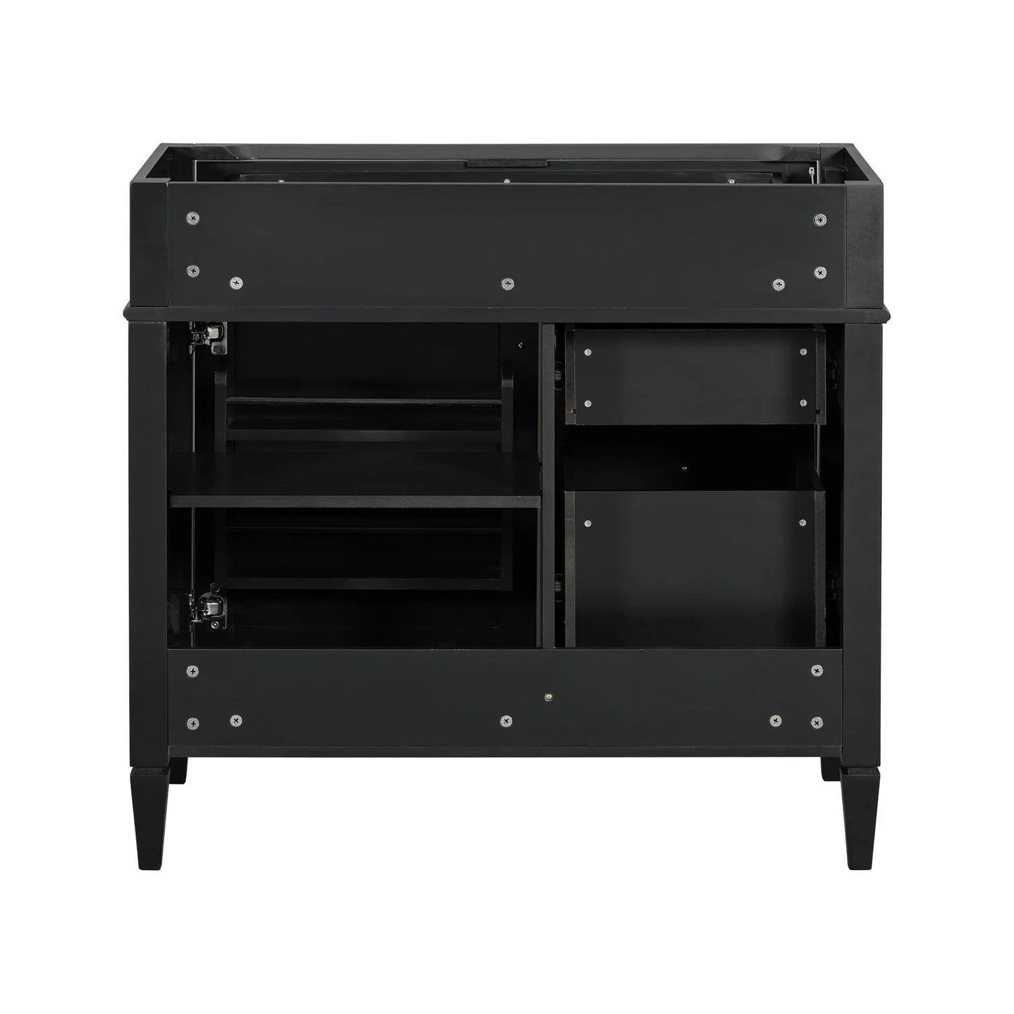 Bathroom vanity base with 2 drawers and tip-out, black cabinet on Tampa Home & Garden Store