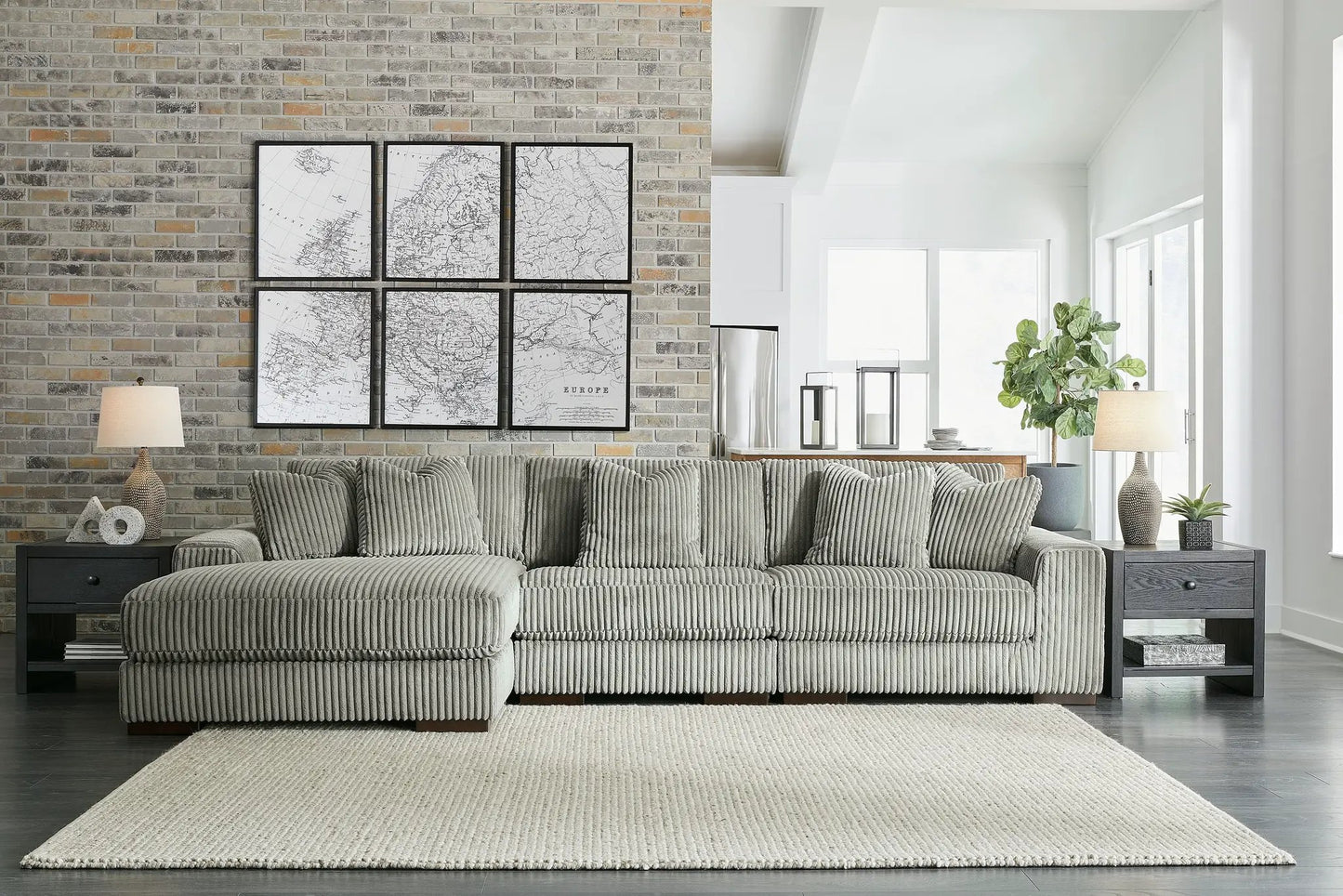 Lindyn Sectional Sofa with Cord Upholstery