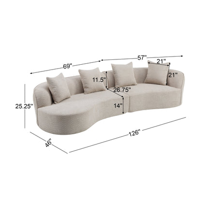 Curved Sectional Sofa and Almond Full Foam