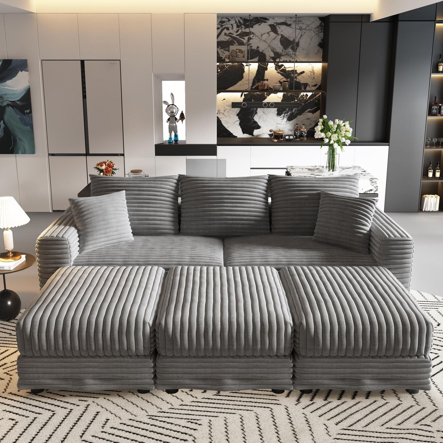 Convertible Sofa With Deep Seat and Pillows