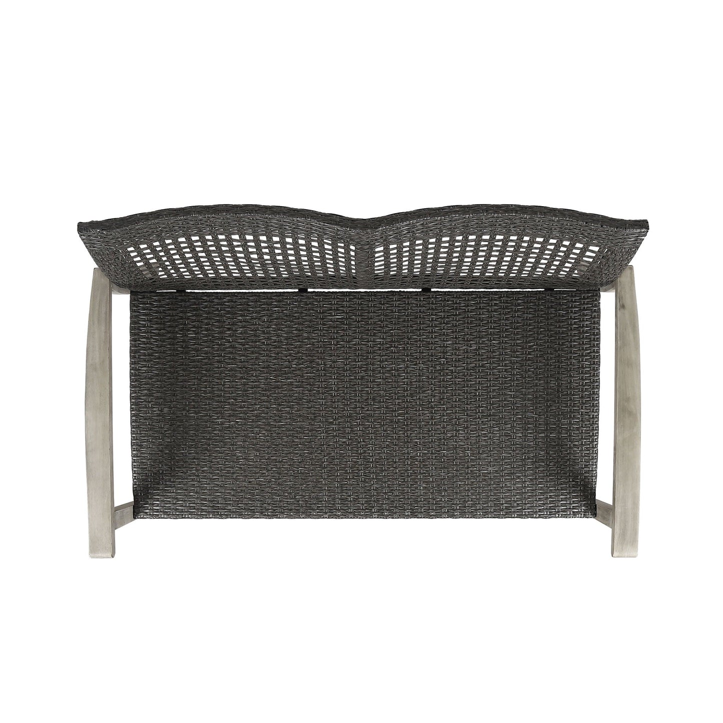 Hampton Outdoor Wood and Wicker Loveseat Gray