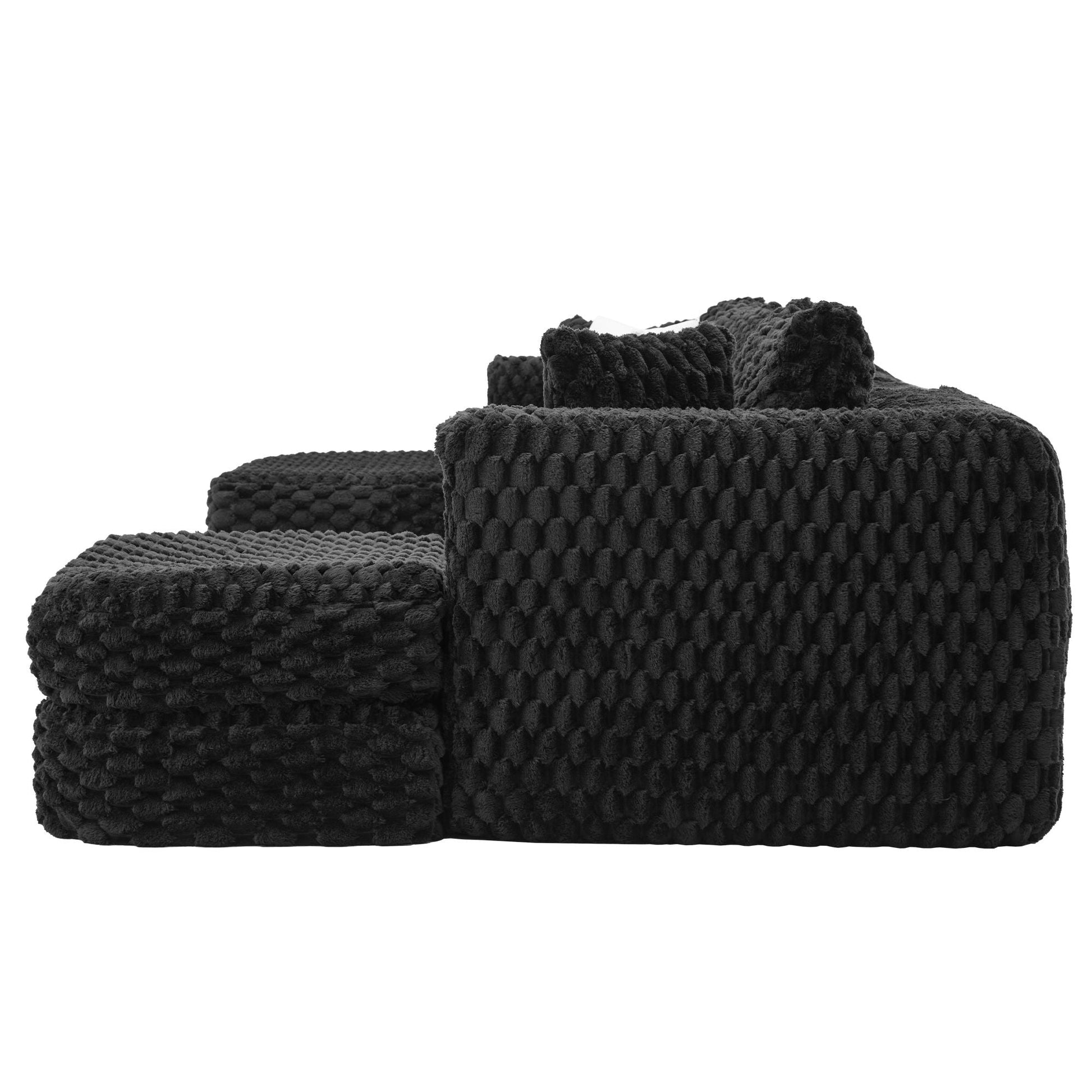 Modular Sectional Sofa texture close-up in black plush knit upholstery by HouseOfZazla on Tampa Home & Garden Store