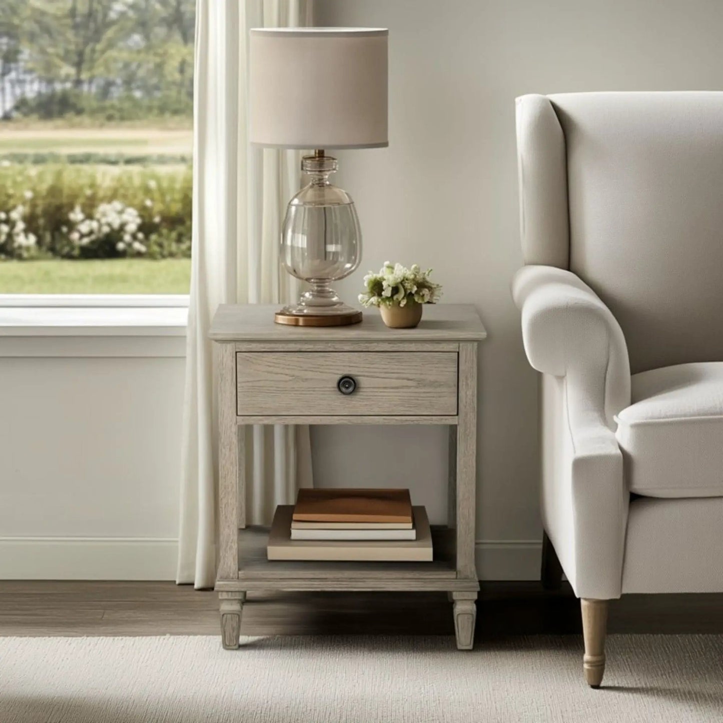 Victoria Bedside Table With Drawer and Shelf