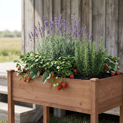 Solid Wood Raised Garden Bed and Wide Frame