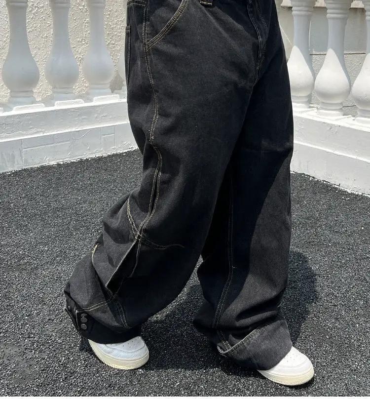 Solid Color Casual Jeans Retro Straight-leg Pants by FLIPSTYLEZLLC dark denim on Tampa Home & Garden Store