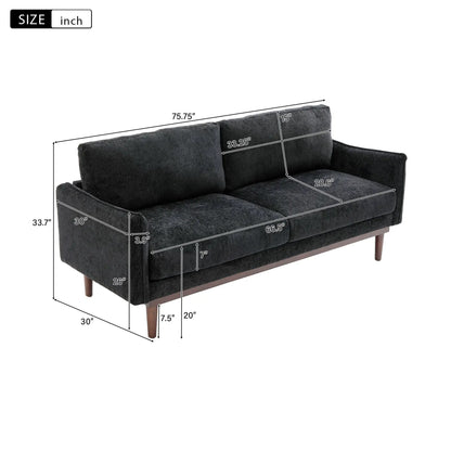 Loveseat with spacious seating in dark gray upholstery and wooden legs, stationary design on Tampa Home & Garden Store