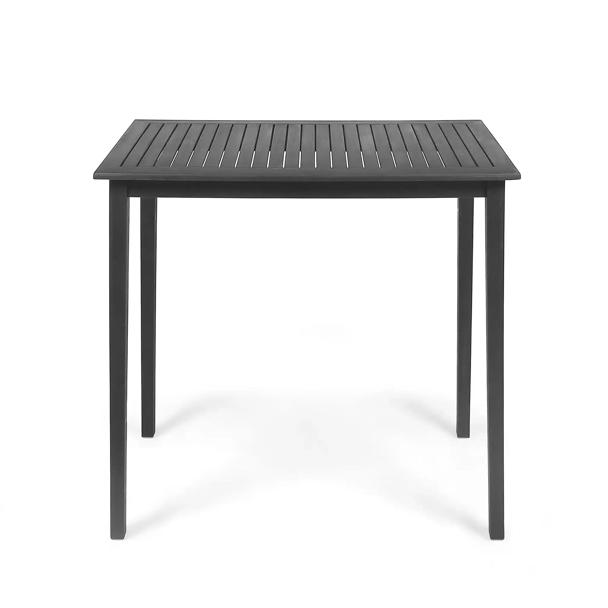 Outdoor minimalist acacia wood rectangle bar table with slatted top in black HouseOfZazla on Tampa Home & Garden Store