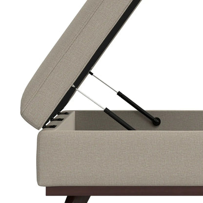 Owen Multifunctional Square Coffee Table Storage Ottoman, beige fabric, lift-top with storage on Tampa Home & Garden Store