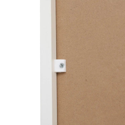 White 5-tier bookshelf cabinet with anti-tip kit, close-up of side bracket on back panel on Tampa Home & Garden Store