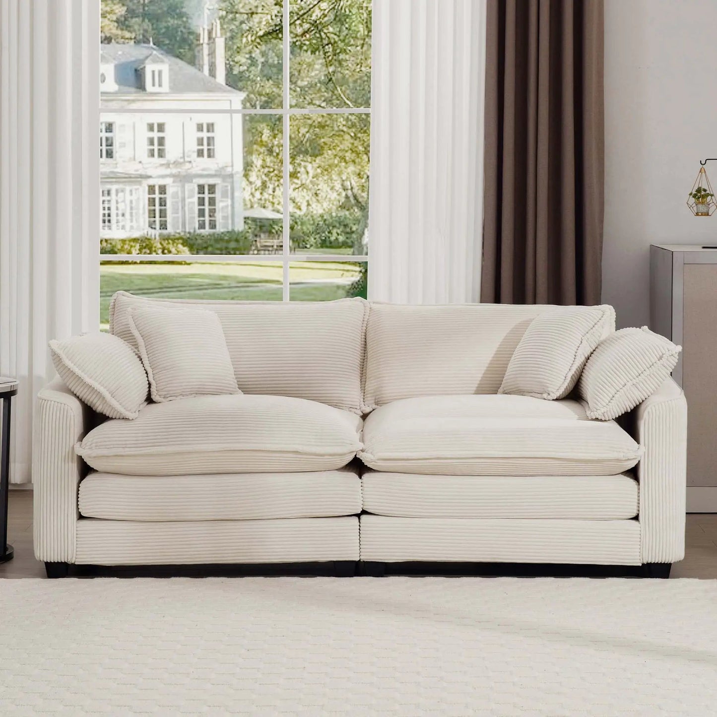 Modern 2 Seater Loveseat with 4 Pillows Elegance