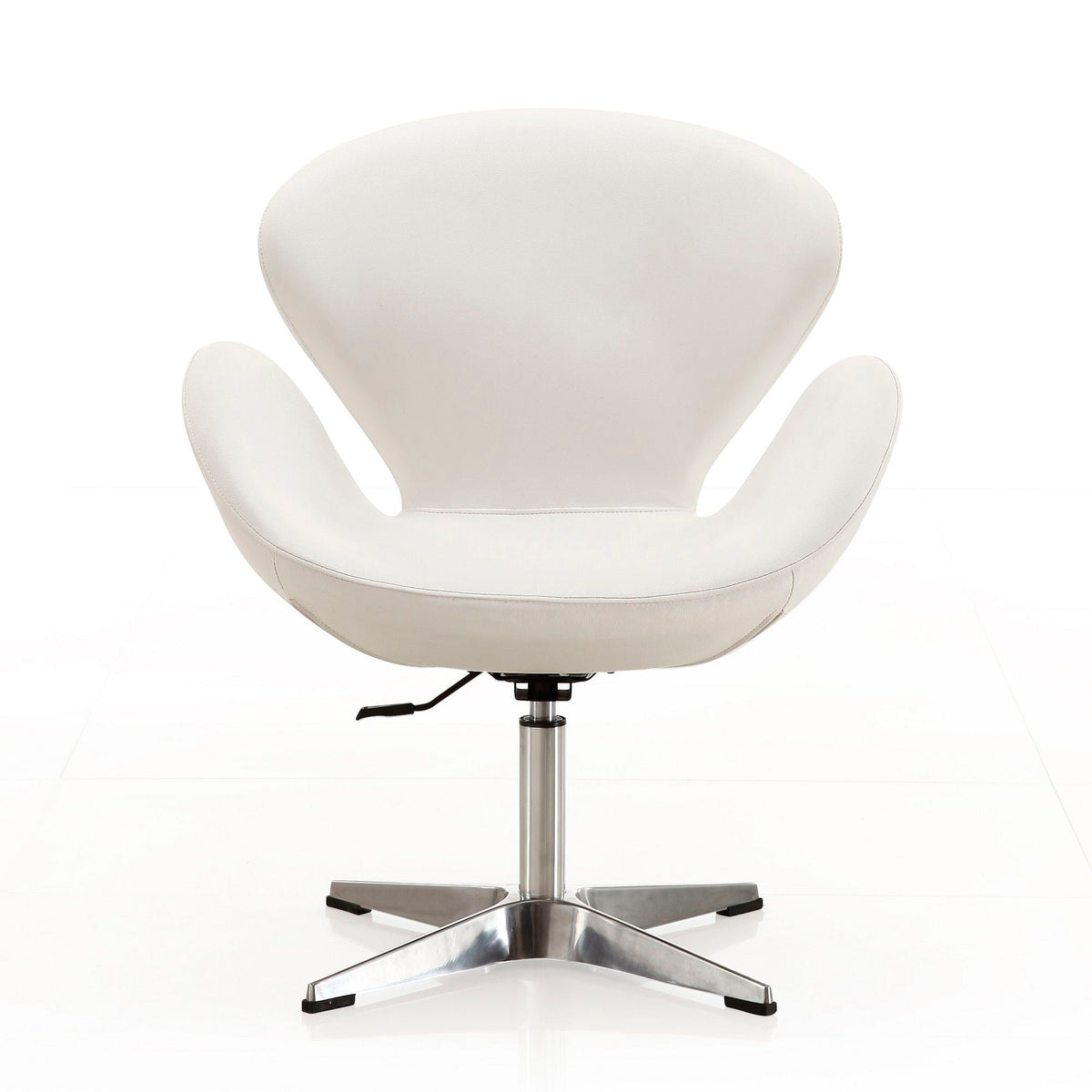 Raspberry Swivel Lounge Chair by HouseOfZazla, white upholstery, chrome base, 360° swivel on Tampa Home & Garden Store