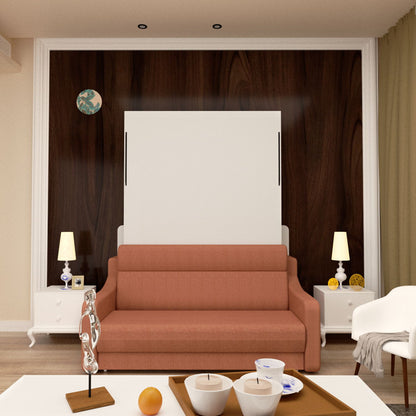 Orange Vertical Murphy Bed with Sofa and Frame