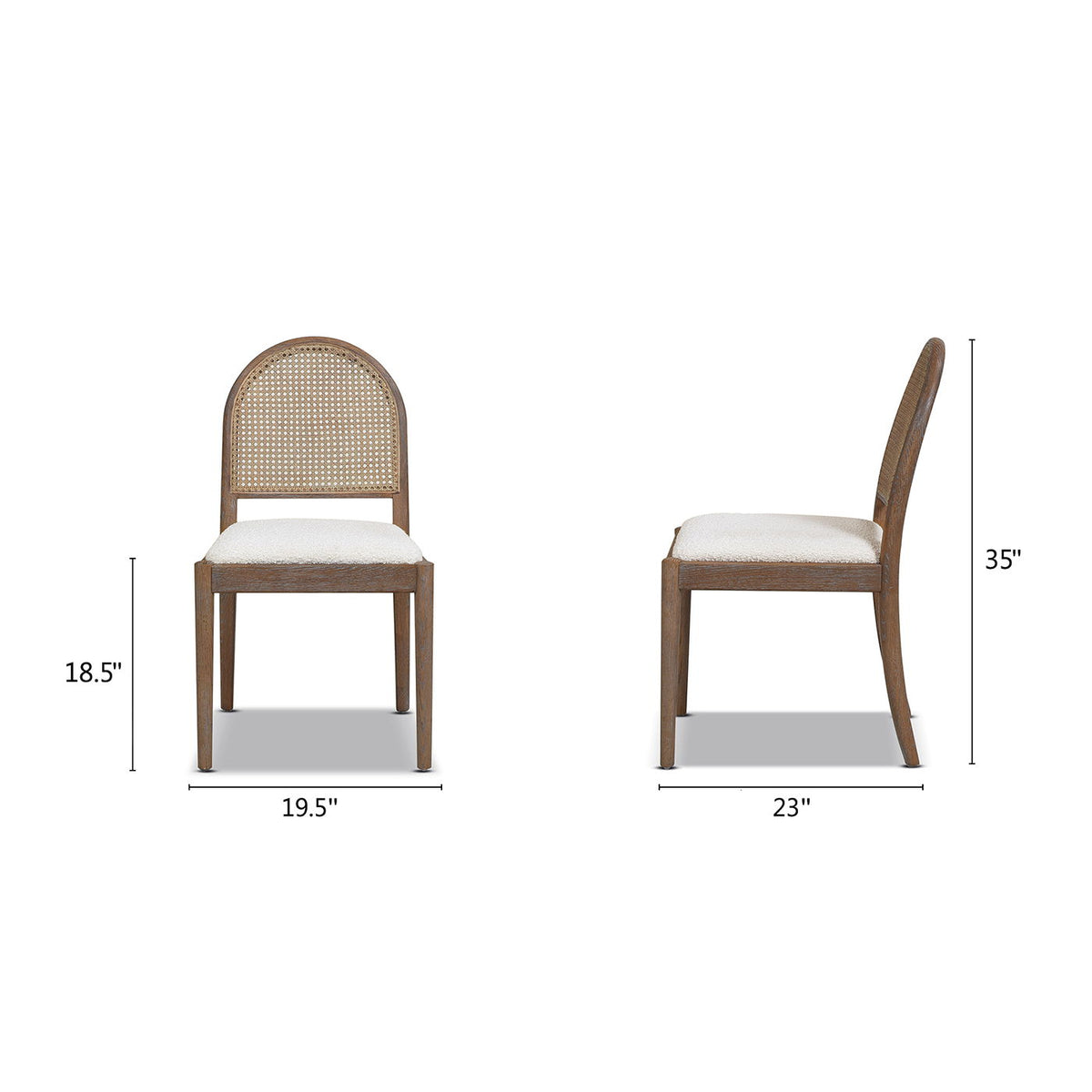 Curved Cane Dining Chair Set with cane-back in light brown wood, beige cushions, 2 chairs by HouseOfZazla on Tampa Home & Garden Store