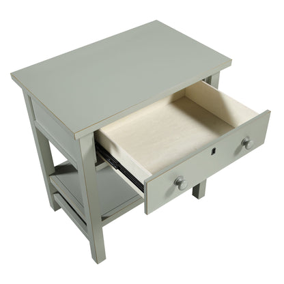 Finley 1-Drawer Nightstand with Open Shelf in sage gray by HouseOfZazla, accent nightstand on Tampa Home & Garden Store