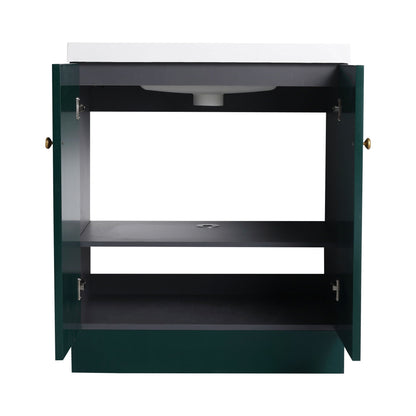 Freestanding bath vanity with resin sink, white countertop, green cabinet HouseOfZazla on Tampa Home & Garden Store