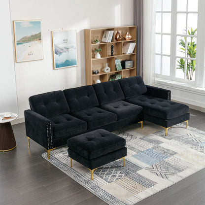 Modern Convertible Sectional Sofa and Ottoman