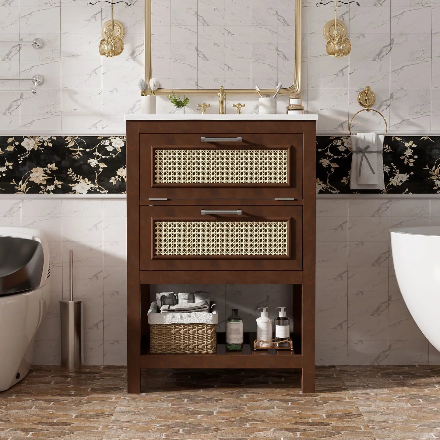 Modern Vanity With Integrated Sink and Cabinet