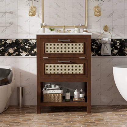 Modern Vanity With Integrated Sink and Cabinet