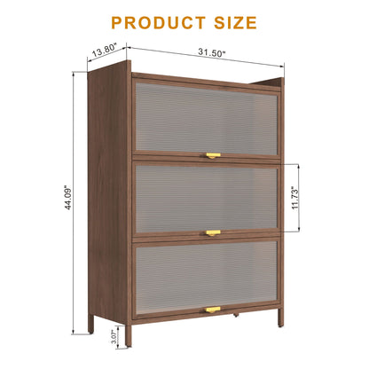 Flip Doors Cabinet tall display unit in warm wood with glass shutter panels HouseOfZazla on Tampa Home & Garden Store
