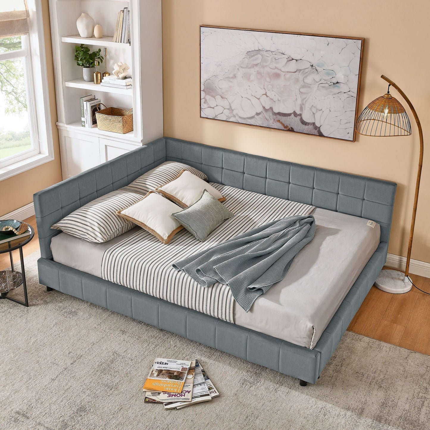 Mid-Century Upholstered Bed Frame and Backrest