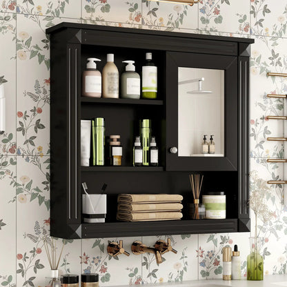Wall Mounted Cabinet With Mirror and Shelves
