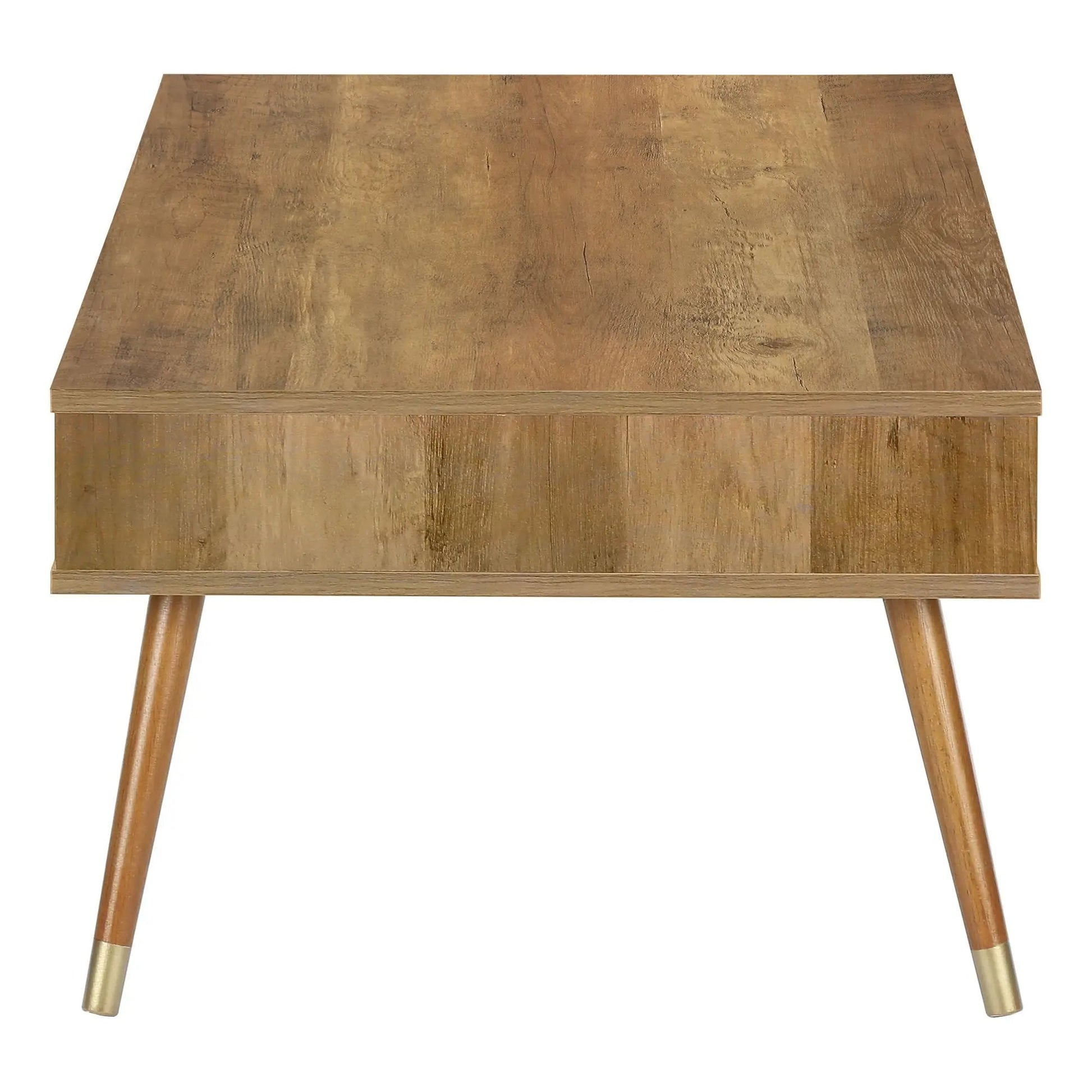 Coffee table walnut finish with rectangular top and tapered wood legs storage on Tampa Home & Garden Store