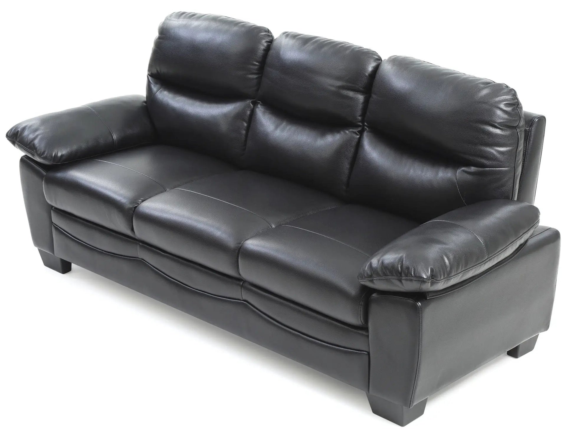 Marta sofa by Unique Piece Furniture, black leather stationary sofa with cushioned back and arms on Tampa Home & Garden Store