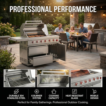 Deluxe 6 Burner Stainless Steel Outdoor Grill
