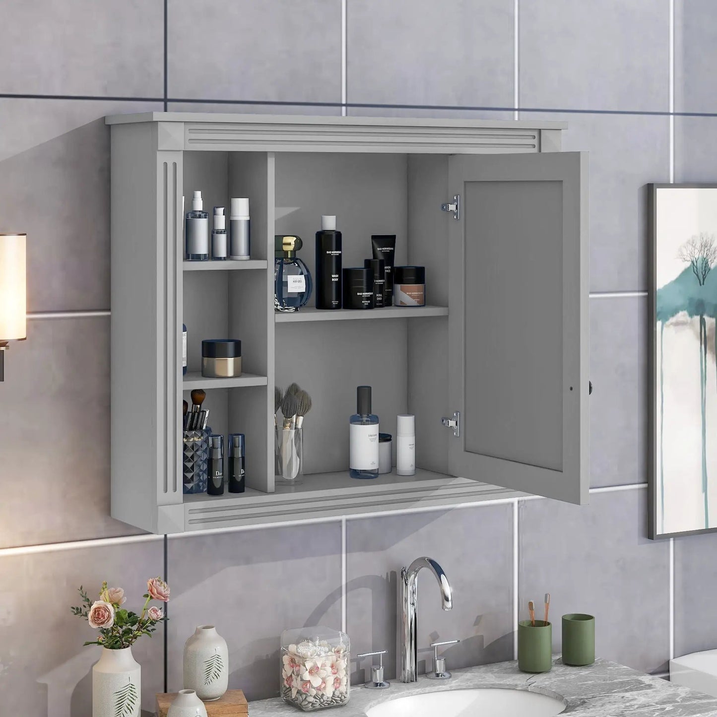 Wall Mounted Bathroom Storage Cabinet With Mirror