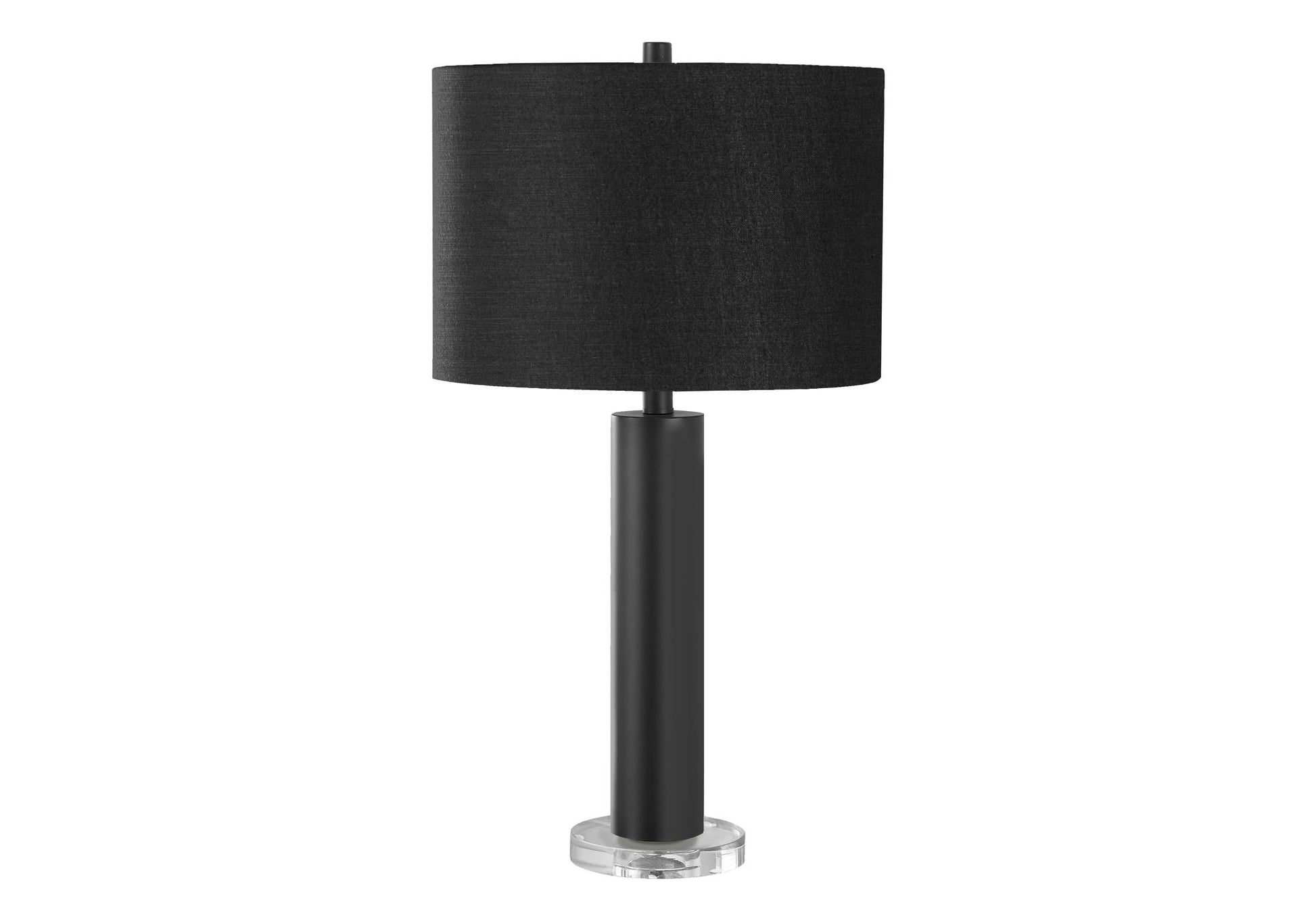 Table lamp HouseOfZazla black fabric shade with adjustable lighting black stem clear base on Tampa Home & Garden Store