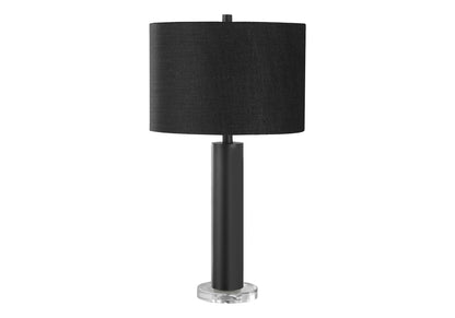 Table lamp HouseOfZazla black fabric shade with adjustable lighting black stem clear base on Tampa Home & Garden Store