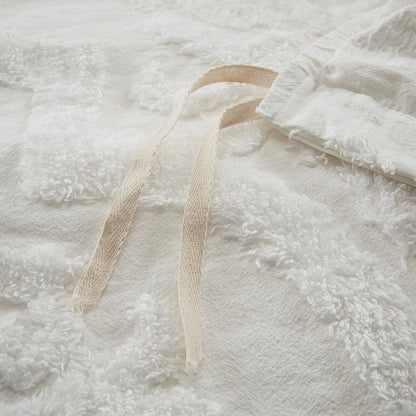 King/Cal King duvet cover set in off-white cotton chenille damask tufted by HouseOfZazla on Tampa Home & Garden Store