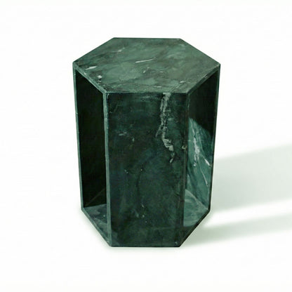 Modern Minimalist Hexagon Side Table green marble, hexagonal silhouette by HouseOfZazla on Tampa Home & Garden Store