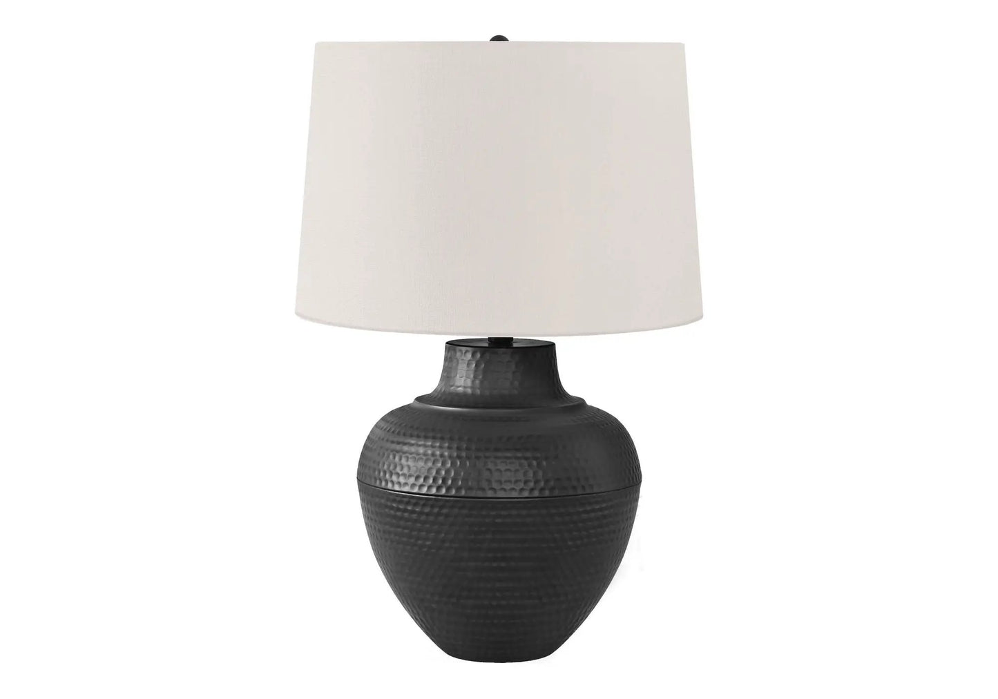 Table lamp black hammered ceramic base with beige shade transitional style on Tampa Home & Garden Store