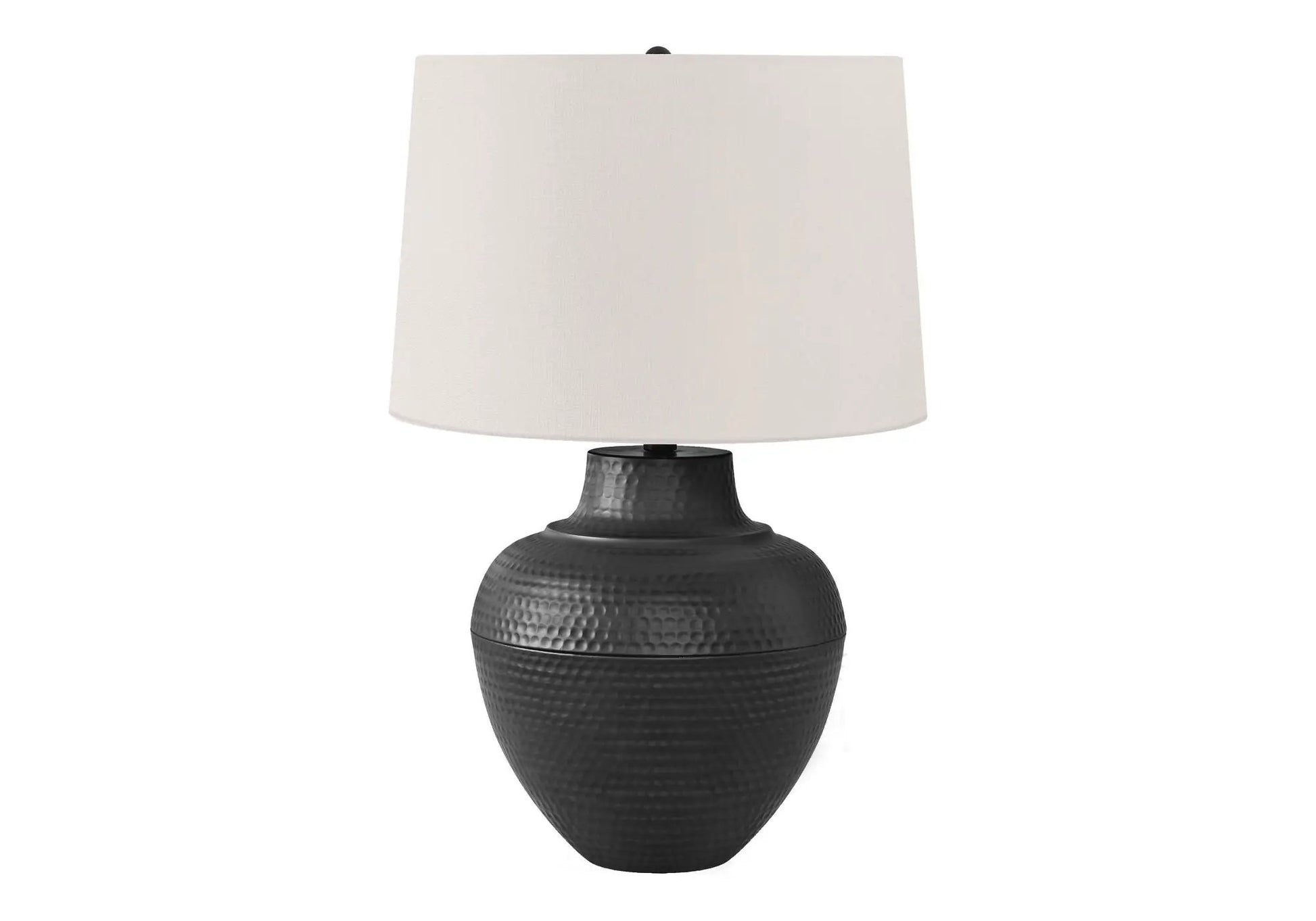 Table lamp black hammered ceramic base with beige shade transitional style on Tampa Home & Garden Store