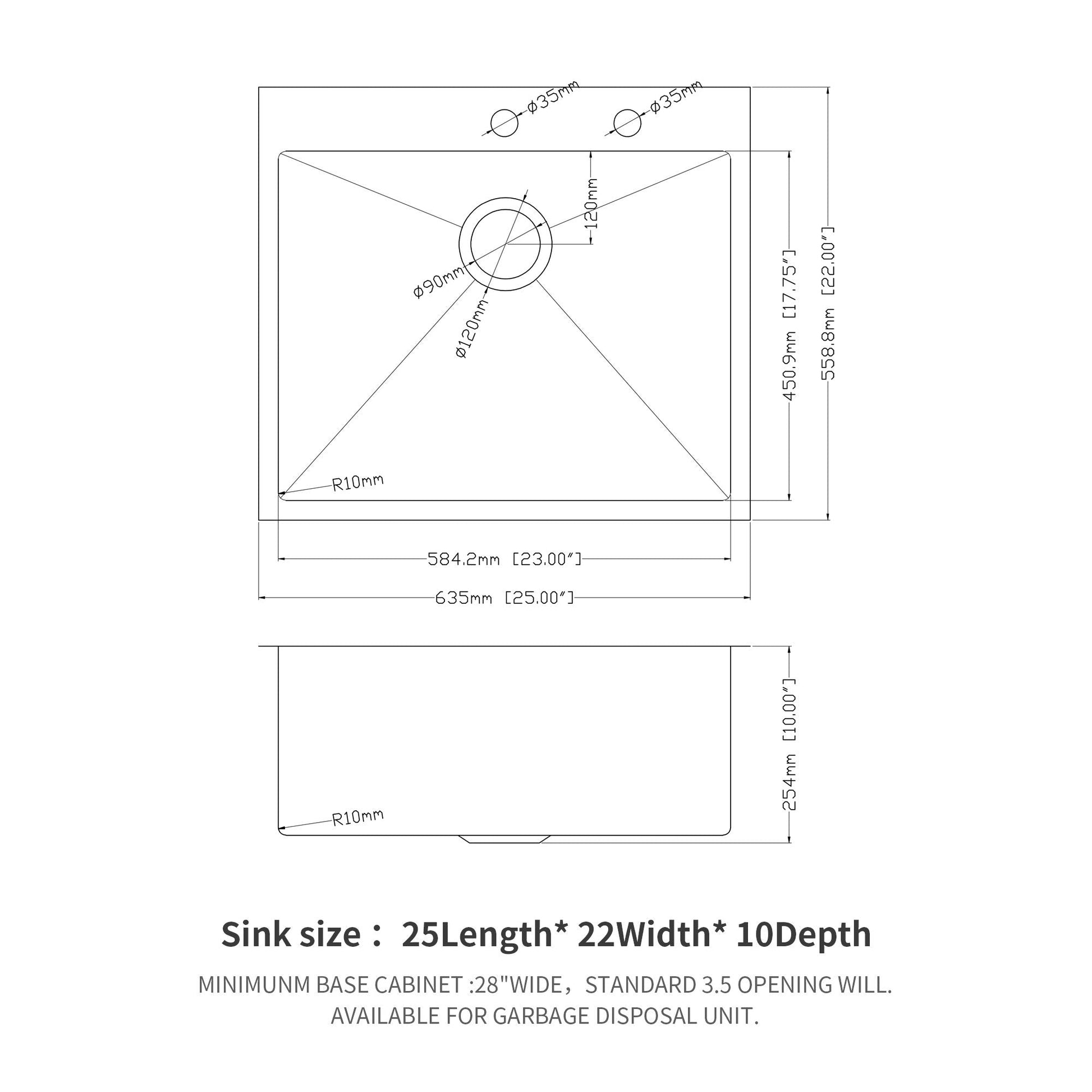Drop-In Kitchen Sink HouseOfZazla 16GA stainless steel single bowl topmount blueprint on Tampa Home & Garden Store