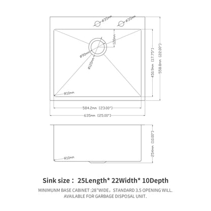Drop-In Kitchen Sink HouseOfZazla 16GA stainless steel single bowl topmount blueprint on Tampa Home & Garden Store