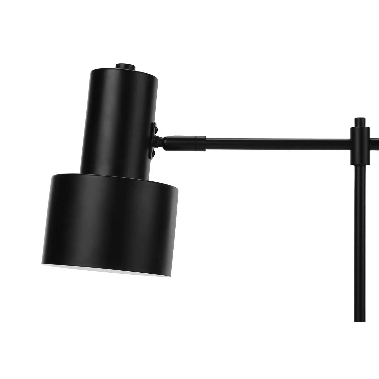 Black metal table lamp with adjustable arm and cylindrical shade on Tampa Home & Garden Store