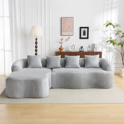 Modular L-shaped sectional sofa with curved chaise in gray fabric by Unique Piece Furniture on Tampa Home & Garden Store