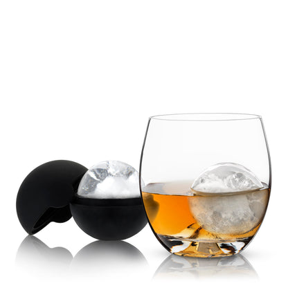 2 Crystal Tumblers and Sphere Ice Mold Set