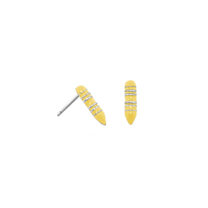 Crayon Stud Earrings, Lauren G Adams, yellow enamel with silver bands, set of 2 on Tampa Home & Garden Store