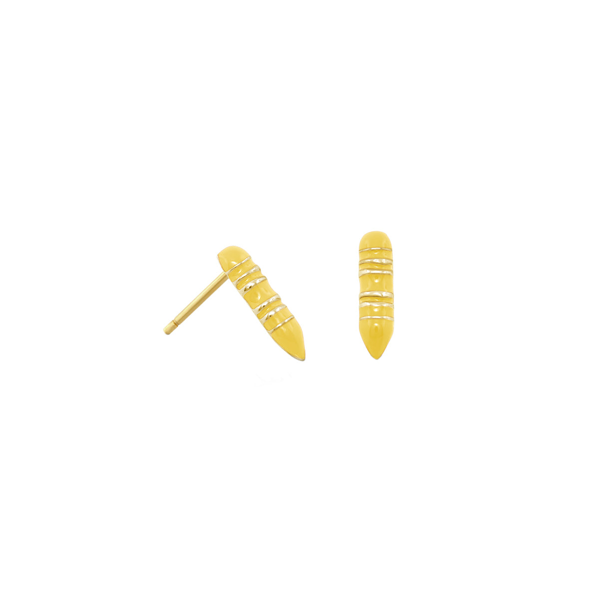Crayon Stud Earrings by Lauren G Adams, yellow crayon shape with gold-tone bands, 2 pcs on Tampa Home & Garden Store