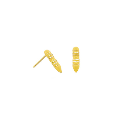 Crayon Stud Earrings by Lauren G Adams, yellow crayon shape with gold-tone bands, 2 pcs on Tampa Home & Garden Store