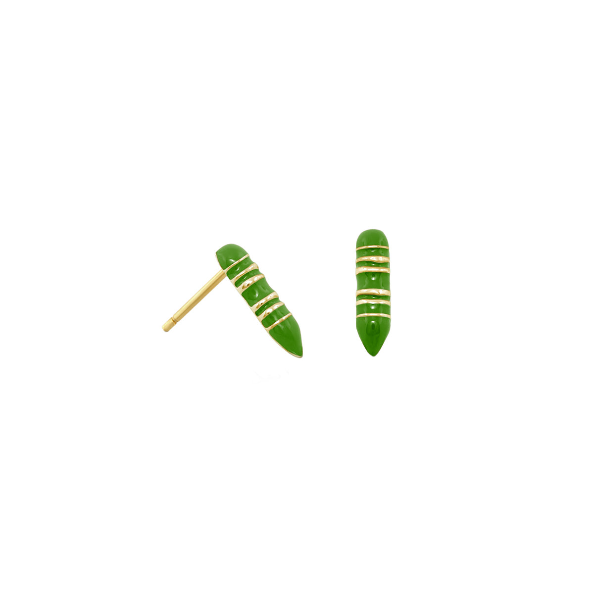 Crayon Stud Earrings green with gold wrap by Lauren G Adams on Tampa Home & Garden Store