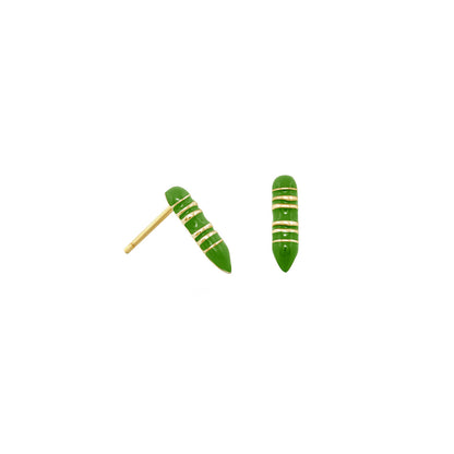 Crayon Stud Earrings green with gold wrap by Lauren G Adams on Tampa Home & Garden Store