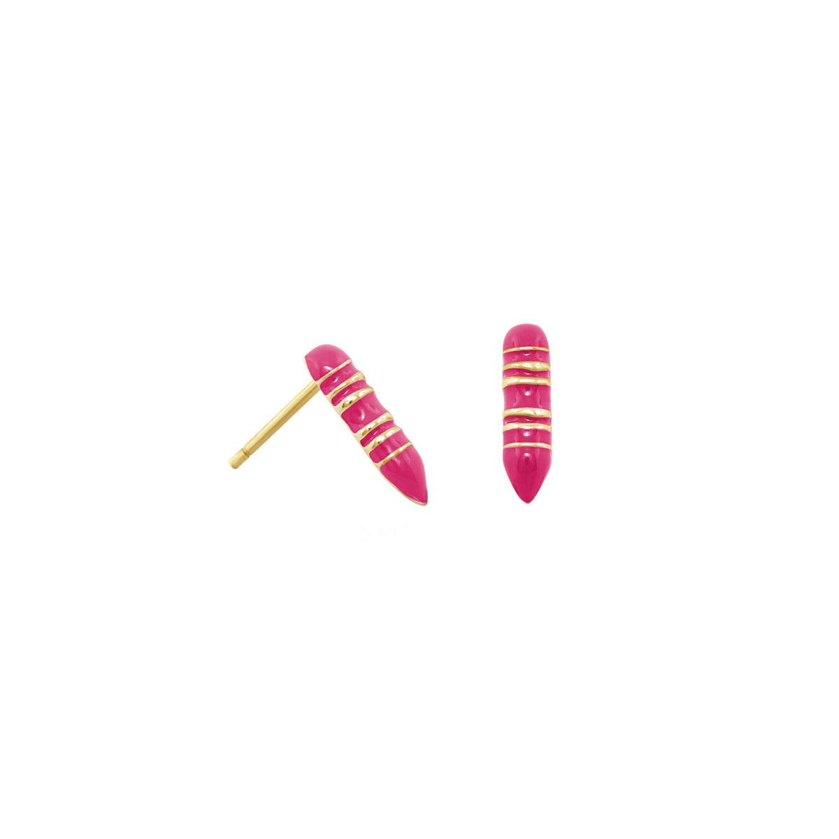 Crayon Stud Earrings pink enameled with gold spiral wraps from Lauren G Adams, set of 2 on Tampa Home & Garden Store